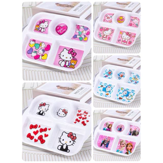 3#🎊ชุดถาดหลุม ถ้วยข้าว จาน และช้อนลายการ์ตูนน่ารักเหมาะสําหรับเด็กและเด็กโต🎊🔥