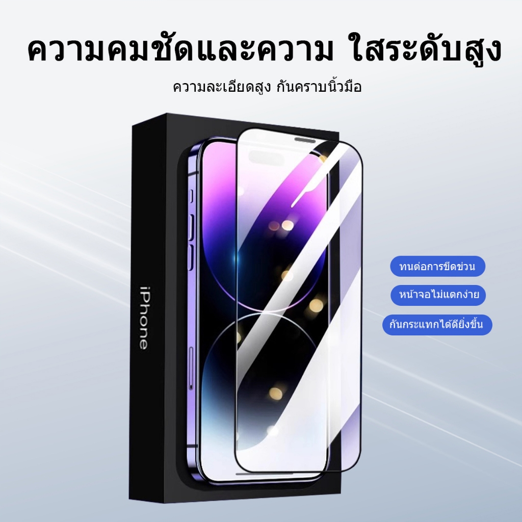 ฟิล์มกระจก iphone สำหรับ Apple เต็มจอ  16E 16 Pro Max 15plus 14Pro 13ProMax 12mini 11 12 SE