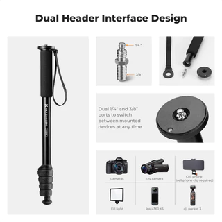 ไม้Monopod K&F Model MS16 Tripod, 5 Sections, Aluminum alloy