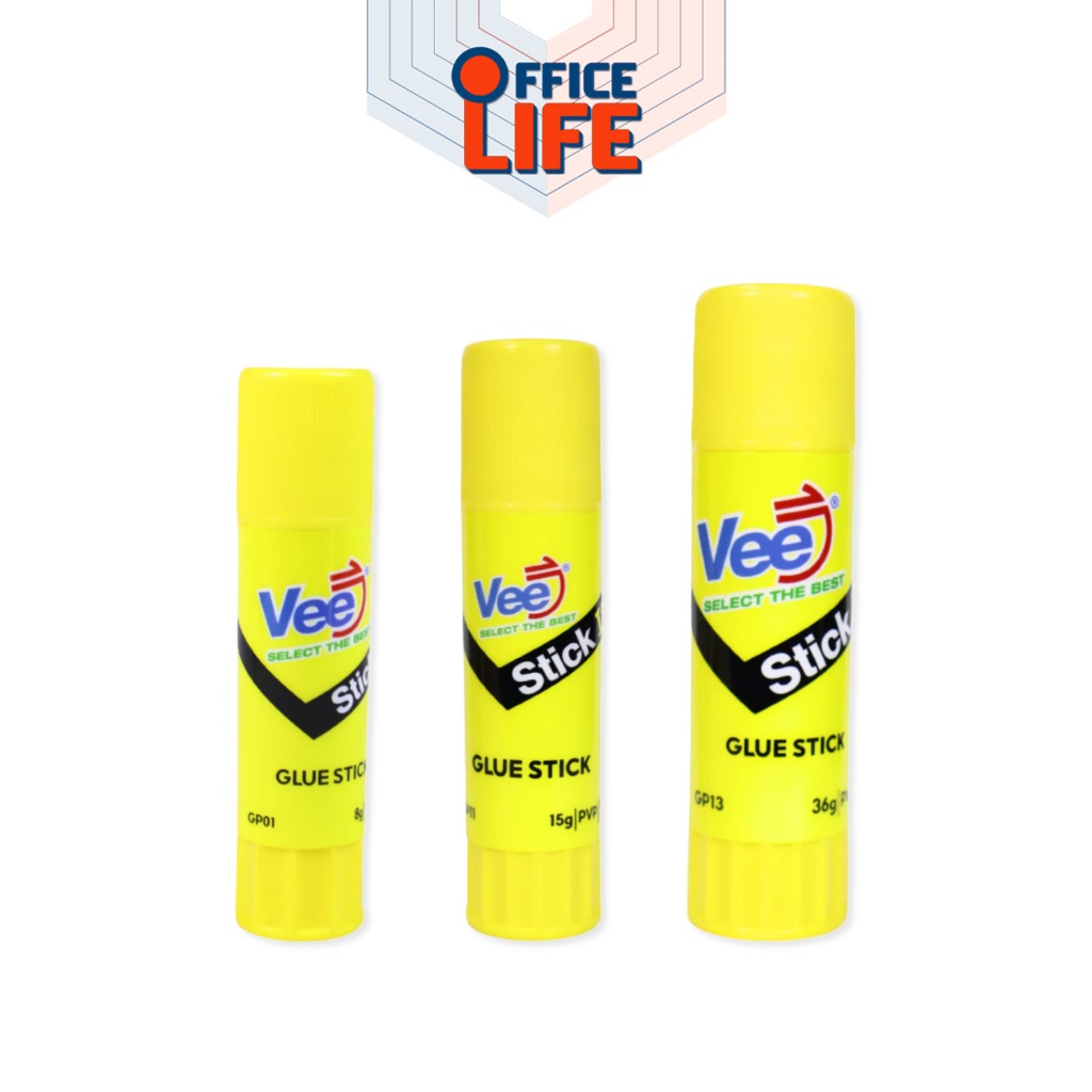 Vee (วี) กาวแท่ง กาวสติ๊ก รุ่น VB-GP01/GP11/GP13 ขนาด 8g/15g/36g กาว ติดแน่น เหนียว กาวพกพา กาวแห้ง ( 1 แท่ง )