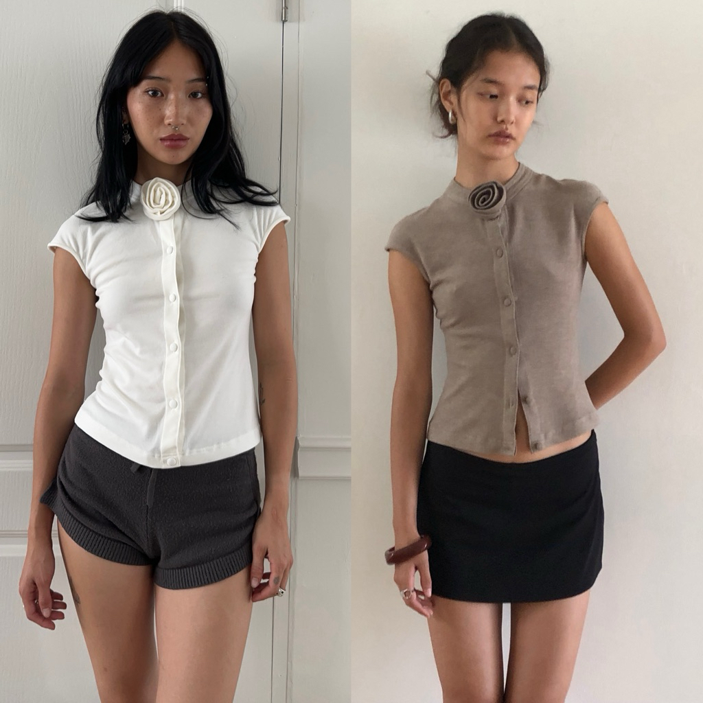 SLEEPY MURPHY | TARI ROSY—COLLARLESS TOP