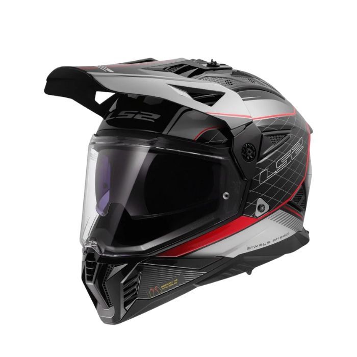LS2 Helmets MX702 Pioneer II Meridian Black Light Grey Red - หมวกกันน็อคทัวร์ริ่งแอดเวนเจอร์