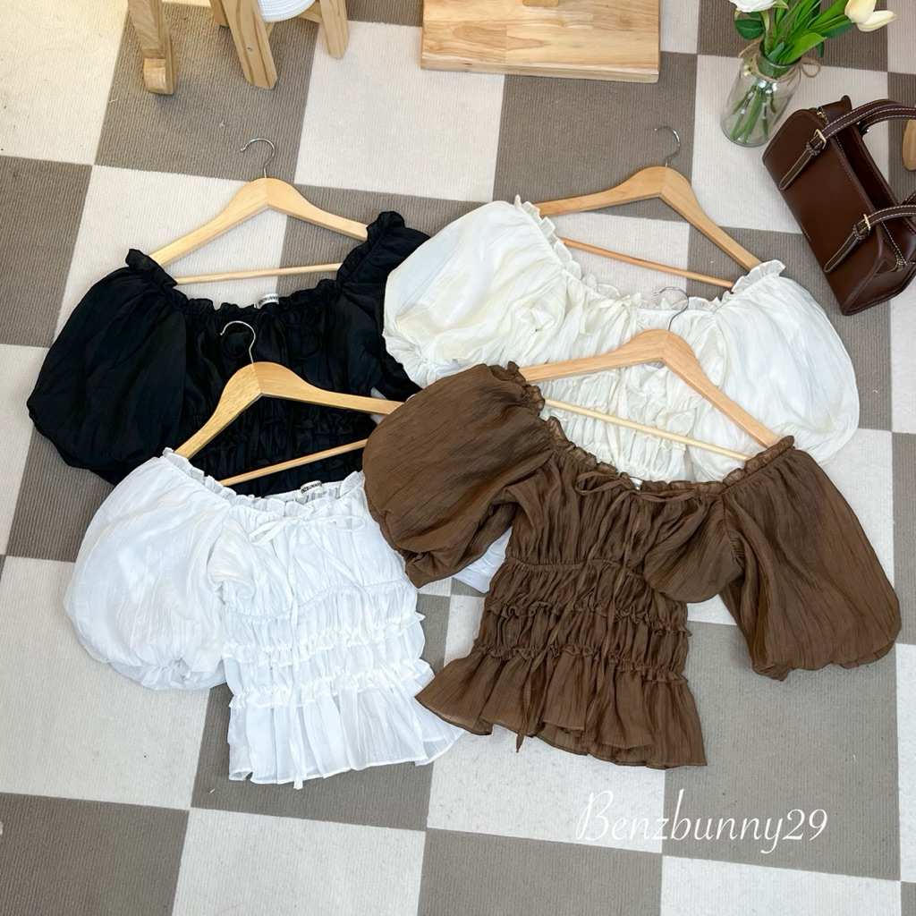 Benzbunny ເສື້ອແຂນບັນລູນ ສາວອ້ວນ ຜ້າ mossy ມີຂອບໃນ ອົກ 36-46“ ປາດໄຫຼ່ໄດ້ #2128