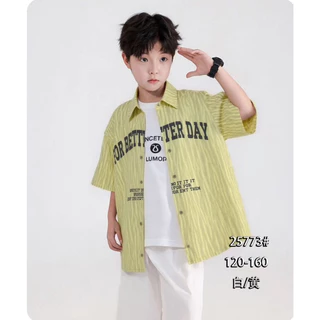 เสื้อเชิ้ตเด็กผู้ชายแขนสั้น พร้อมส่งจากไทย