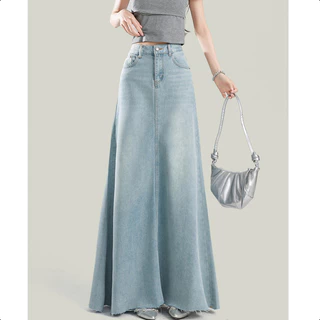 S-6XL กระโปรงยีนส์เอวสูง แบบยาว สไตล์ใหม่สำหรับฤดูร้อน