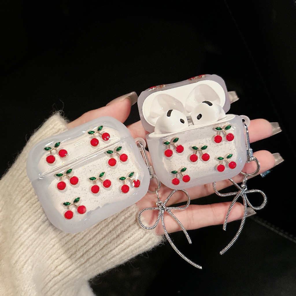 เคสหูฟัง เเถมสายห้อย เคสAirpods เคสลายเชอรี่ รุ่น Airpods รูปที่ 7