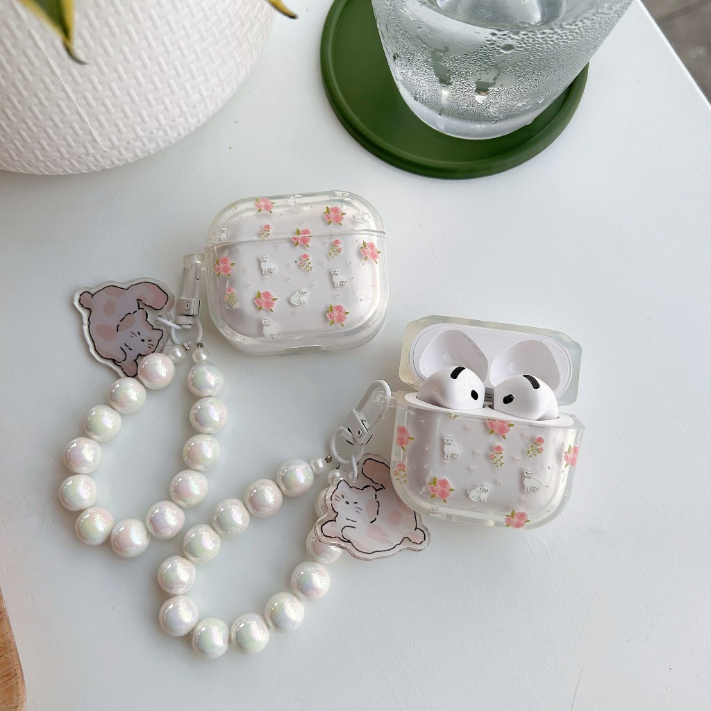 ส่งจากไทย เคสAirpods เคสหูฟัง ลายเเมวดอกไม้ รุ่นAirpods 1/2 pro pro2 gen gen2 gen3 Airpods3 Airpods4