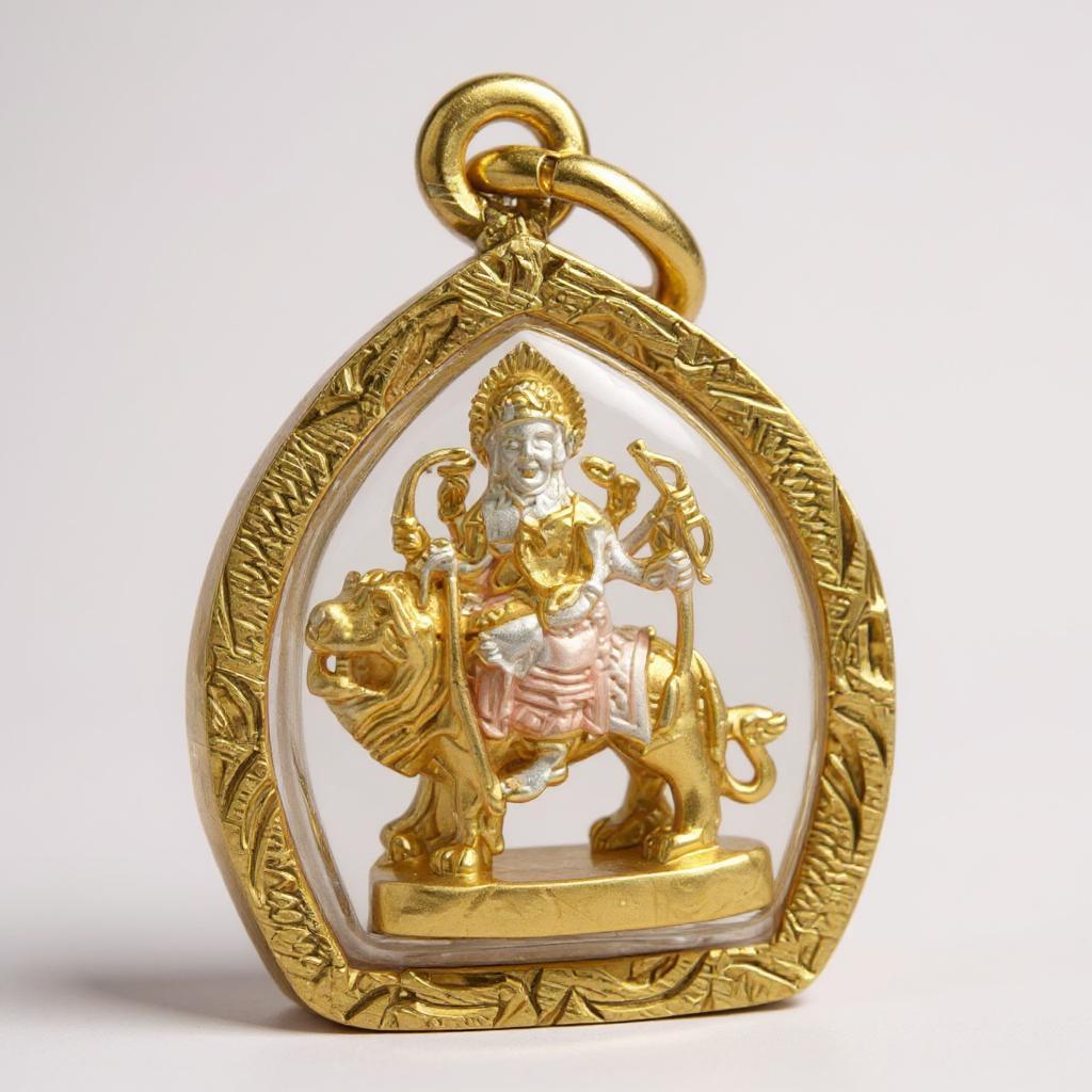 พระแม่ทุรคา แม่ทุรคา พระแม่อุมา  จี้พระแม่ทุรคา กรอบทองไมครอน สูง 2 ซ.ม  เสริมบารมี เทวีแห่งความกล้าหาญ โอม พระศิวะ