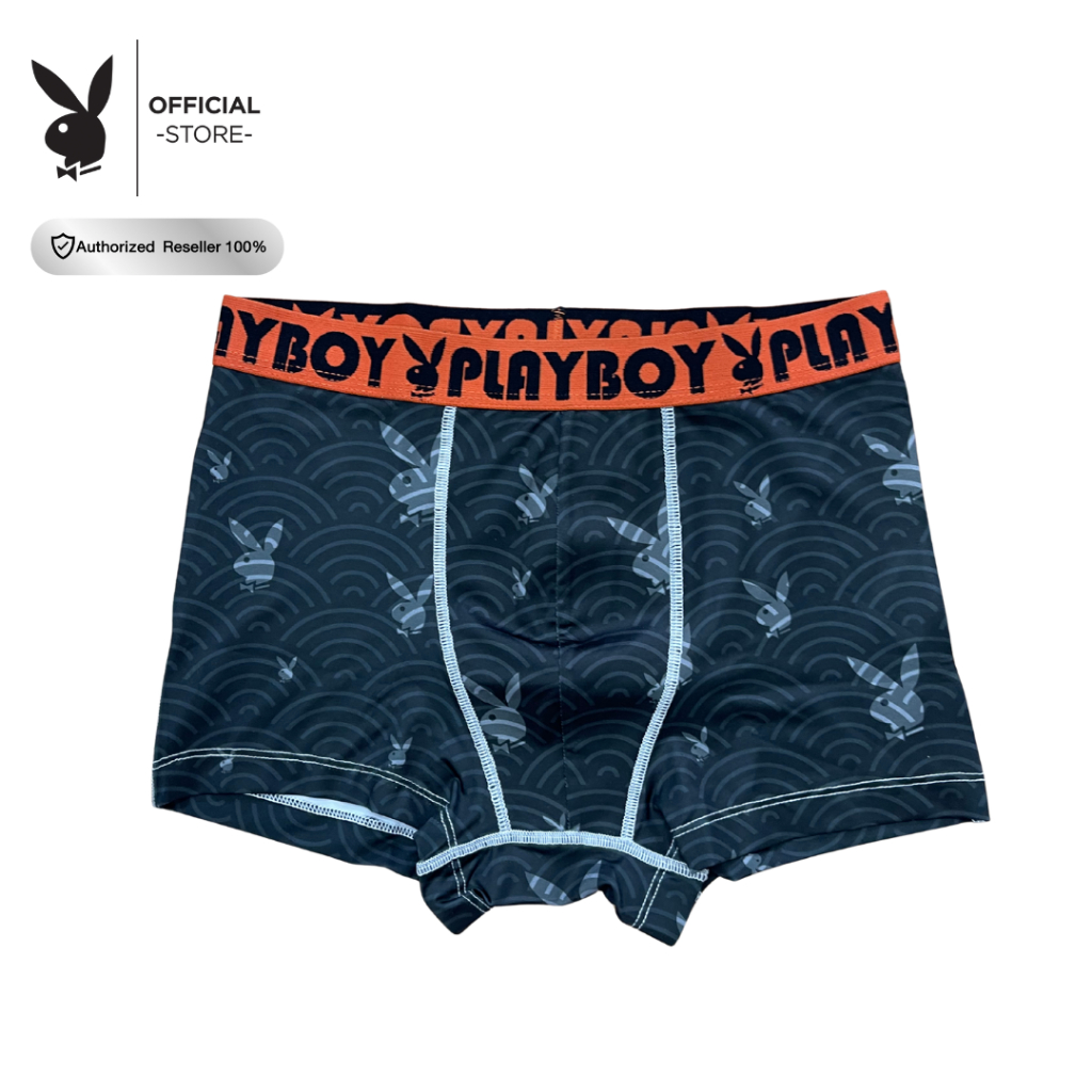 PLAYBOY กางเกงในชายทรง BOXER ลายและขอบยาง PLAYBOY