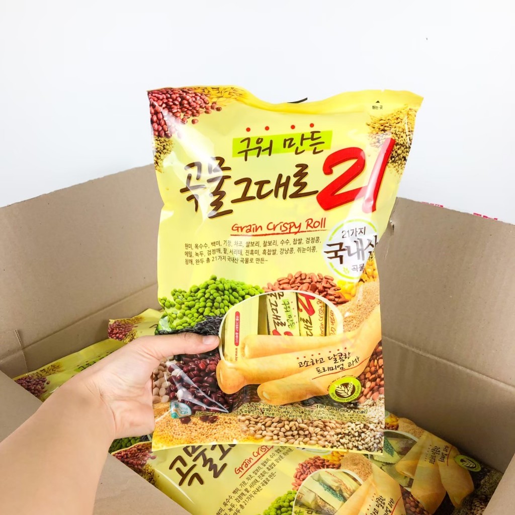 GRAIN CRISPY ROLL 180g 1 ลัง 16 ห่อ ขนมธัญพืช รสออริจินัล รูปที่ 3