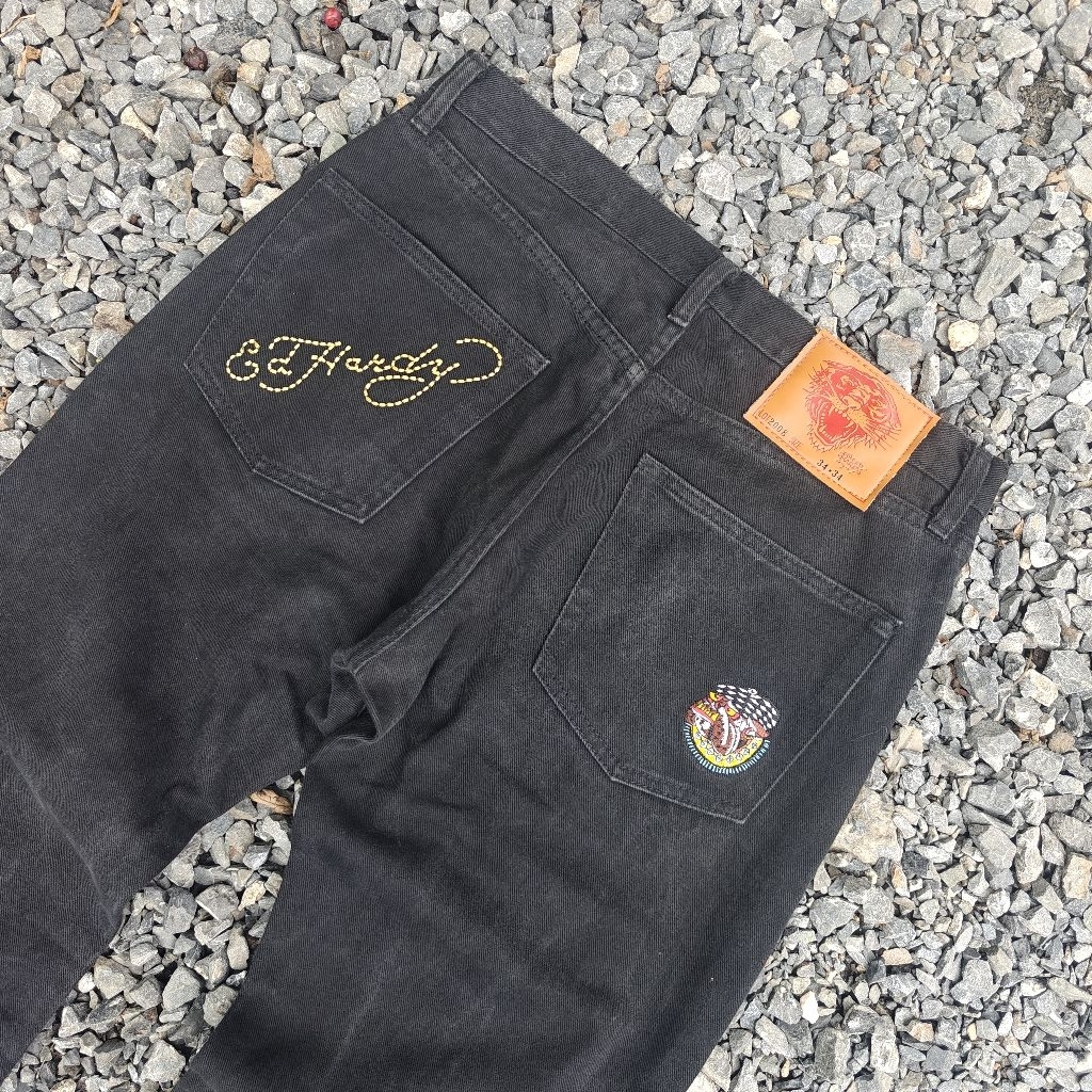 กางเกงยีนส์ มือสอง  Ed hardy black jeans