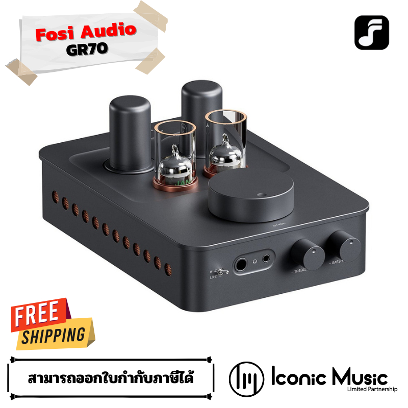 Fosi Audio GR70 แอมป์หลอดสุญญากาศ หูฟังและพรีแอมป์แบบ 2 in 1 ปรับเบสแหลมได้ รับประกันศูนย์ไทย 2 ปี