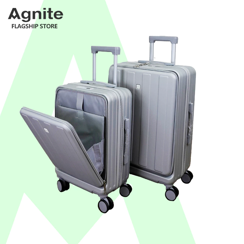 Agnite กระเป๋าเดินทางล้อลาก กระเป๋าเดินทาง แบบเฟรมซิป 20 / 24 นิ้ว มีที่ชาร์จUSB มีที่วางแก้ว Suitcase