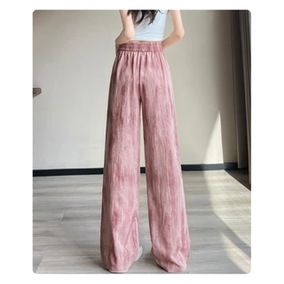 Blossom Closet🥟กางเกงขากว้างมัดย้อม 4 สี กางเกงลำลองผู้หญิง ผ้าไหมน้ำแข็ง เอวสูง ทรงหลวม