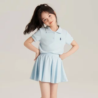 PRINCESS KESLI ชุดสูทเด็กผู้หญิงแฟชั่น ชุดเด็กผู้หญิงสไตล์เกาหลี เสื้อโปโล+กระโปรงสั้น วันแม่ 2-11 ปี
