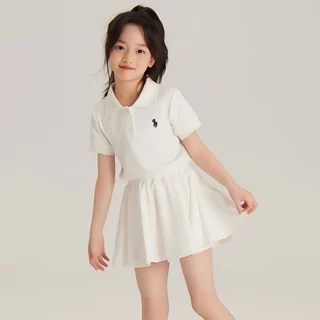 PRINCESS KESLI ชุดสูทเด็กผู้หญิงแฟชั่น ชุดเด็กผู้หญิงสไตล์เกาหลี เสื้อโปโล+กระโปรงสั้น วันแม่ 2-11 ปี