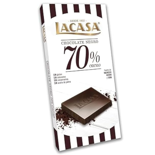 ลาคาซ่า ดาร์กช็อกโกแลตบาร์ 70% ขนาด 100 กรัม - 70% Dark Chocolate Bar 100g Lacasa brand