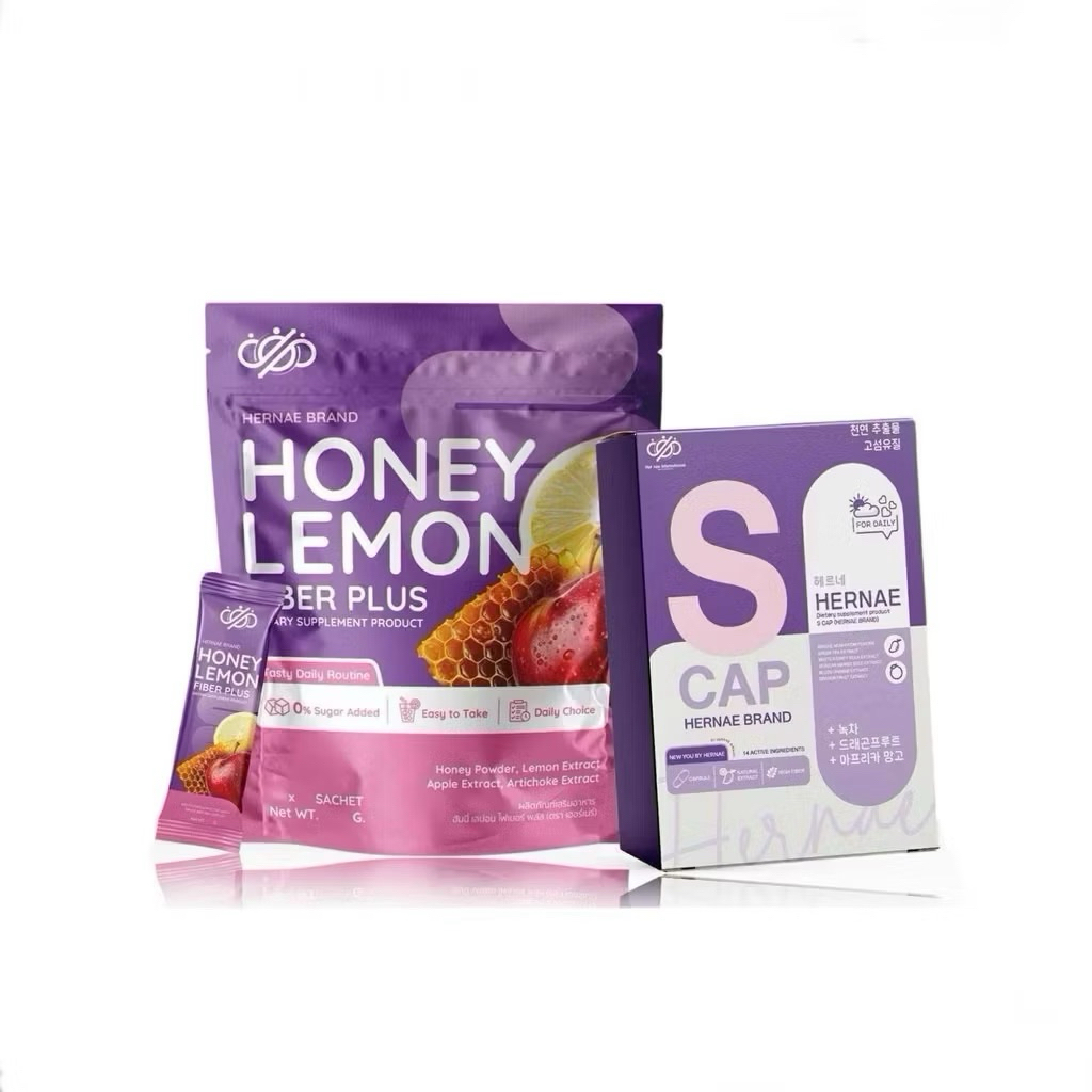ไฟเบอร์ซ้อกัส  S-CAP + FIBER. HERNAE HONEY LEMON FIBER PLUS