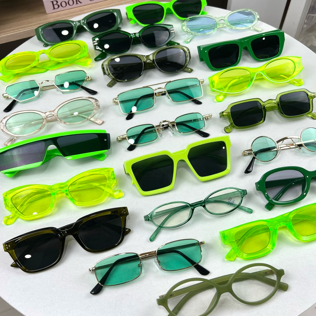 ส่งไว 🇹🇭 แว่นแฟชั่น 💚รวมแว่นสีเขียว💚แว่นตากันแดด พร้อมส่ง COD