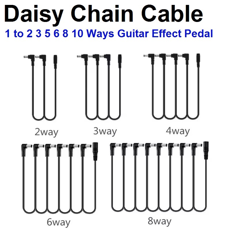 สายพ่วง สายแยก DC Daisy Chain Cable 1 to 2 3 5 6 8 10 Ways Guitar Effect Pedal Accessory 9V DC Adapter Plug Power Cord