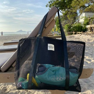 Beach Bag : Large Black กระเป๋าทะเล กระเป๋าตาข่าย ใส่ของไปทะ…
