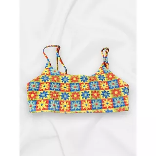 💗ส่งไวจากไทย💗ชุดว่ายน้ำท็อปส์ซู bikini top ลายดอกไม้ ผ้ายับ หลายสี เหมาะสำหรับชายหาด