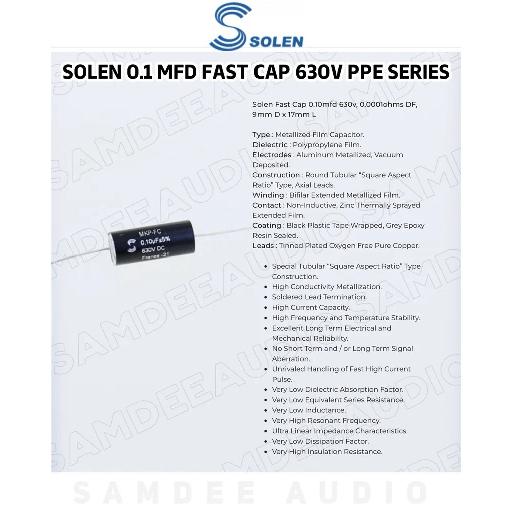 (ราคาต่อ1ชิ้น) Solen 0.1 mfd Fast Cap 630V PPE Series