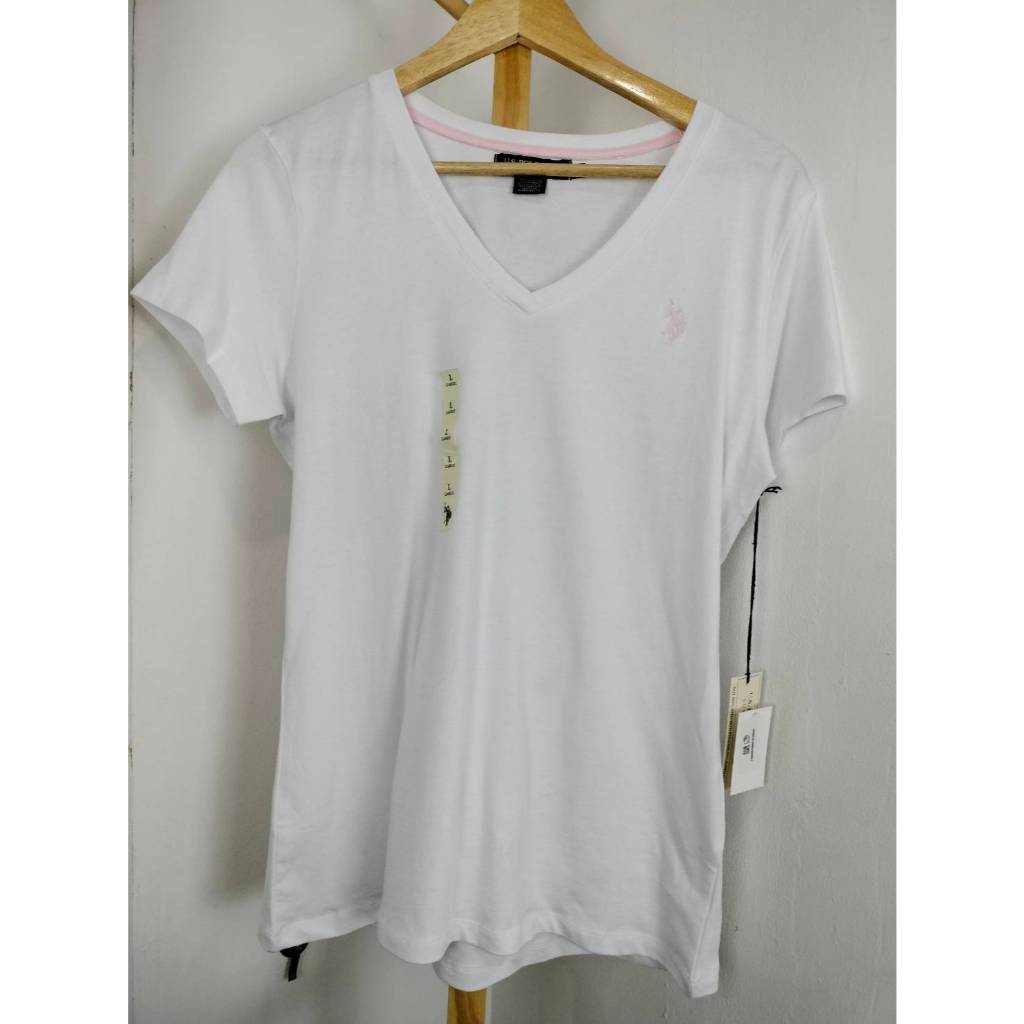 Polo  Assnเสื้อยืดหญิงคอวีม้าเล็ก