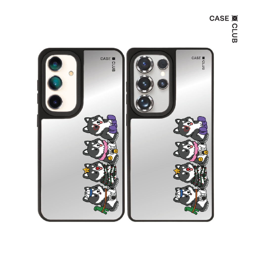 CaseClub เคส ซัมซุง เคส Samsung เคส กระจก ลาย Dressing Husky สำหรับ Galaxy S25 Ultra / S25 / S24 Ult