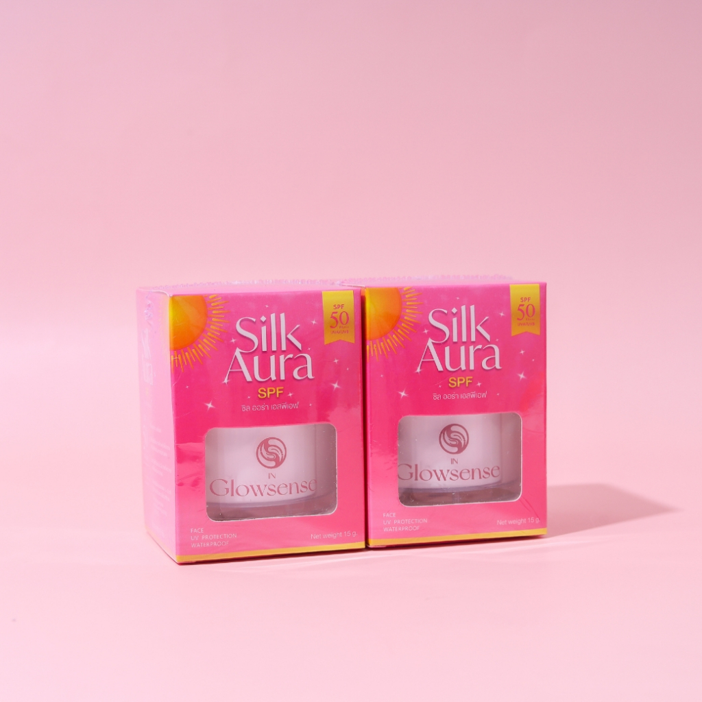 [2 กระปุก] กันแดดใยไหมของแท้💯(3in1)  Silk Aura SPF 50PA+++กันแดดเนื้อบางเบา ป้องกัน UVA/UVB พร้อมบำรุงในหนึ่งเดียว