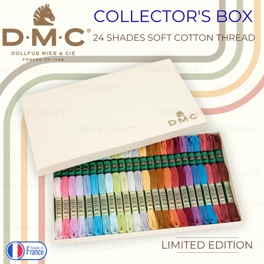 DMC - Collector’s Box 24 Shades Soft Cotton Thread ไหมปัก No.4 พร้อมกล่อง Limited edition พร้อม Printed Canvas 🇫🇷