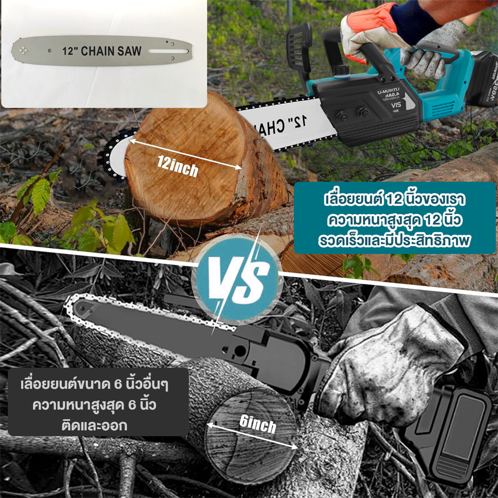 MAKITA 12นิ้ว เลื่อยไฟฟ้า 359V เลื่อยโซ่ไฟฟ้า เลื่อยตัดไม้ เลื่อยโซ่ไรสาย Li-ion 2 ก้อน (AAA+) - รูปที่ 4