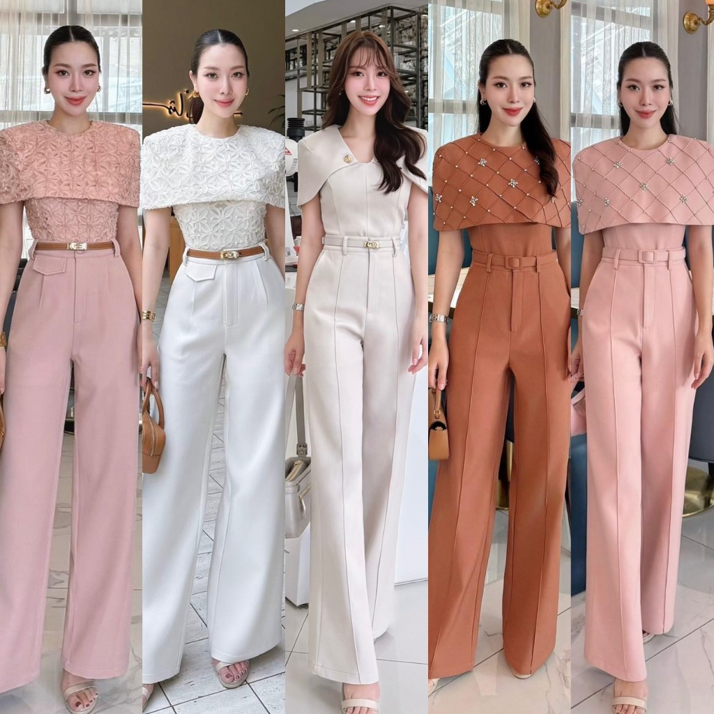 🚩ร้านโค้ดคุ้ม🚩 Lover ชุดเซท 3 ชิ้น เสื้อคลุมไหล่ กางเกง เข็มขัด งานบุญ งานบวช งานแต่ง สวยหรู ดูดี