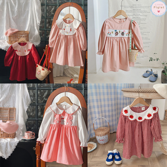 Little Piglet 🐷 พร้อมส่ง ชุดเดรส ชุดกระโปรง Dress น่ารัก เด็กผู้หญิง สไตล์เกาหลี หมี เชอร์รี่ ดอกไม้ กระต่าย