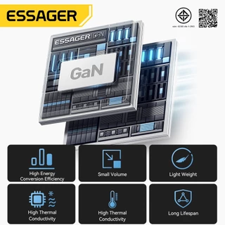 Essager เครื่องชาร์จ USB Type C 65W พร้อมสายเคเบิล อะแดปเตอร์ชาร์จเร็ว USB C สำหรับโทรศัพท์ แล็ปท็อป GAN SOC