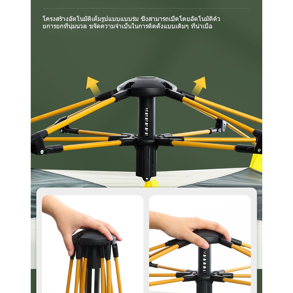 เต็นท์ปิกนิก เต็นท์กางอัตโนมัติ เต๊นท์กันแดด และกันฝน เต๊นท์ตาข่ายป้องกันแมลง พื้นที่ภายในขนาดใหญ่ เหมาะส - รูปที่ 6