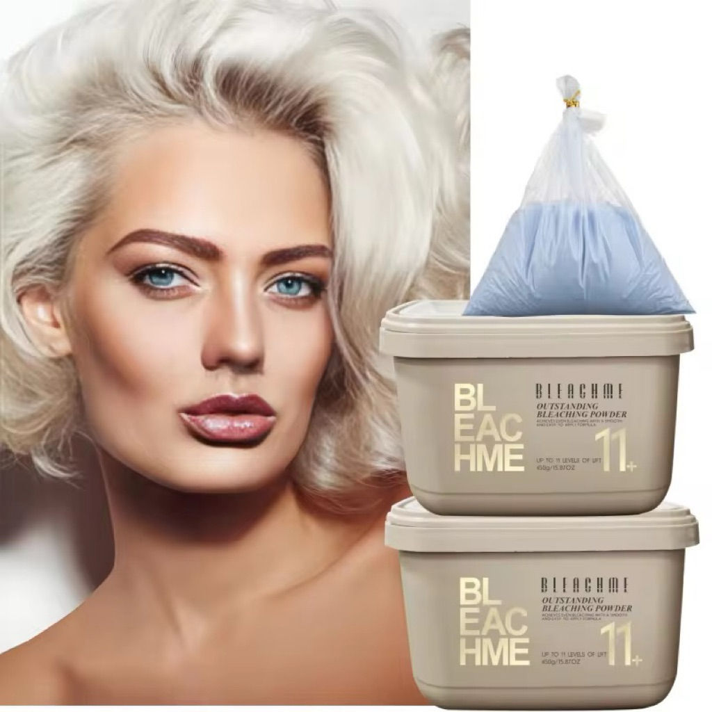 bleachme bleaching powder ผงฟอกสีผม บีชมีแบบกระปุก 500 กรัม เนื้อสีฟ้า
