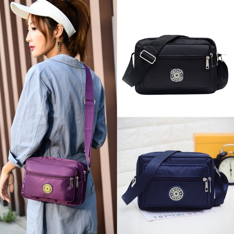 (B110#)กระเป๋าสะพายผ้าไนล่อนสีพื้น กระเป๋ามี2ไซส์ ไซส์ใหญ่กับไซส์เล็กคะ