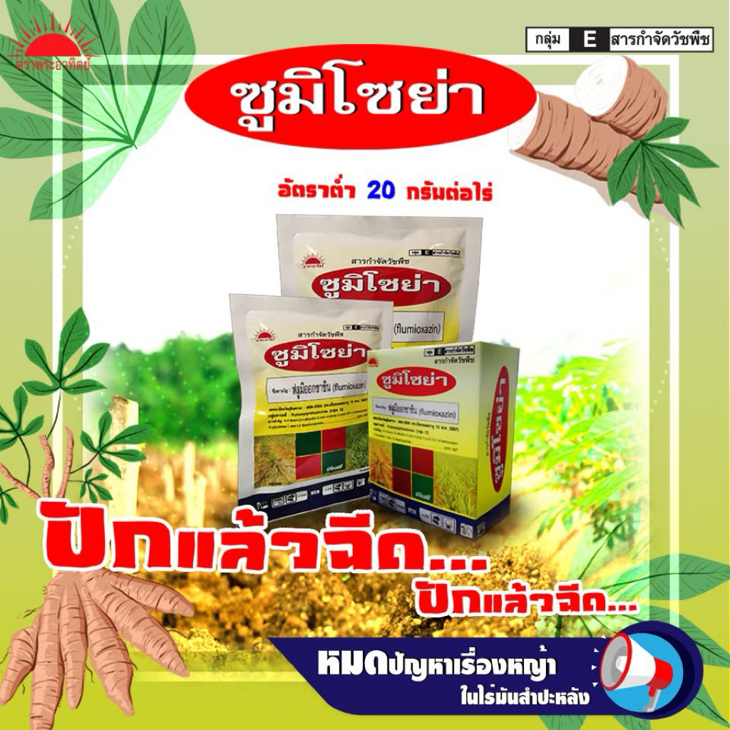 ซูมิโซย่า ยาคุมวัชพืชไร่มัน อ้อย นาข้าว คุมวัชพืชนาน 3 เดือน