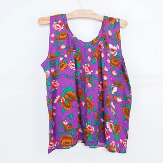 เสื้อคอกระเช้าคละลายโทนสี เสื้อคนแก่ ผ้าแมมเบิร์ต ผ้านิ่มใส่สบาย พริ้วไหวมาก