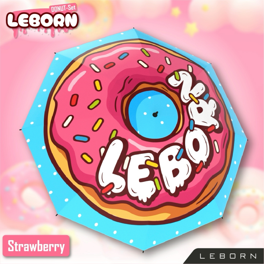 LEBORN ร่มลาย Donut สี Strawberry มี 2 ขนาด 30 นิ้ว และ 23 นิ้ว