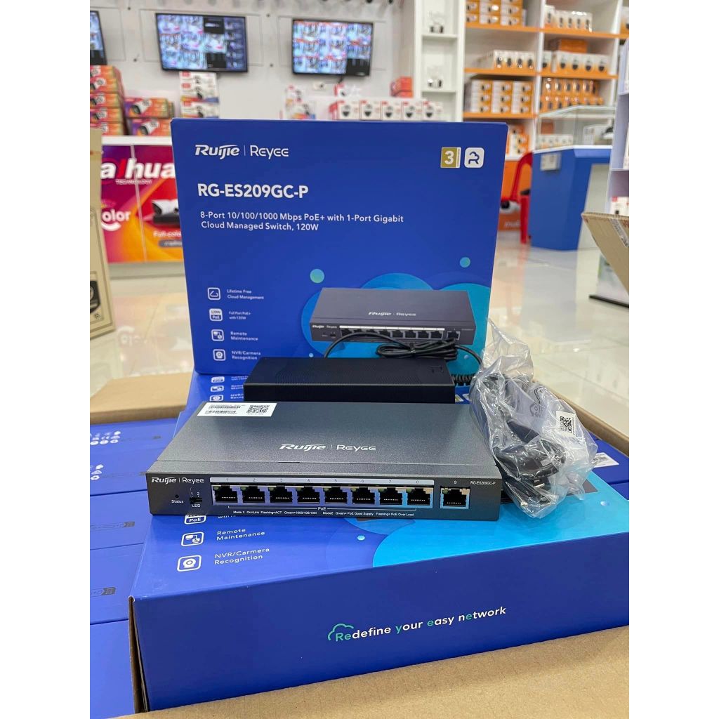 Ruijie Reyee รุ่น RG-ES209GC-P, สวิทช์จัดการผ่านคลาวด์อัจฉริยะกิกะบิต PoE 9 พอร์ต