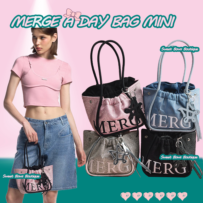 👜MERGE A DAY BAG Mini in BLACK/PINK/JEAN/WHITE Glitter🔥 กระเป๋า เรียกว่ากระเป๋าสะพายข้าง //ของแท้ 10