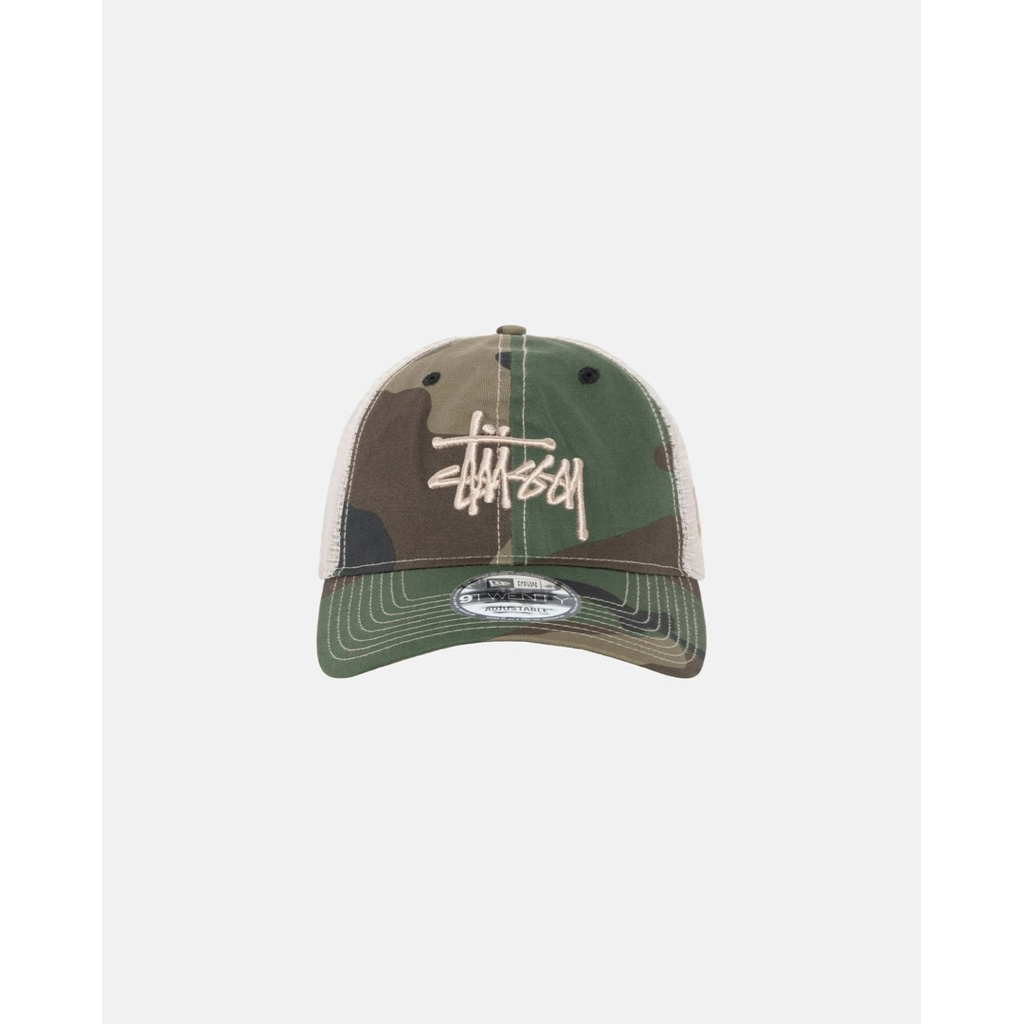 Stussy New Era 9Twenty Basic Hat (Woodland camo)