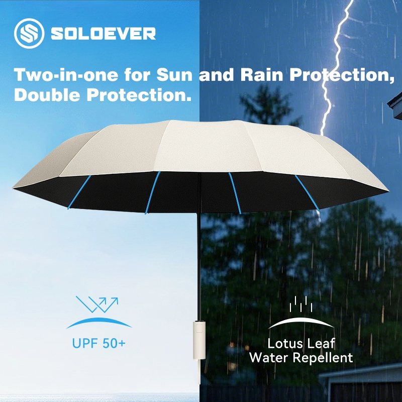 SOLOEVERร่ม ร่มอัตโนมัติ ร่มสีพื้นกันฝน กันแดด กันยูวี น้ำหนักเบา ระบบเปิด-ปิดอัตโนมัติ จัดส่งจากไทย