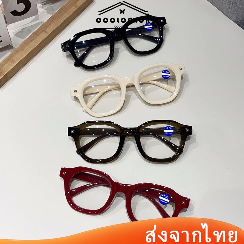 ในไทย💖แว่นกรองแสงสีฟ้า แว่นตาแฟชั่น เหลี่ยมกรอบหนา คุณภาพสูง สไตล์เกาหลีลําลองเหมาะกับทุกเพศ ทุกวัย