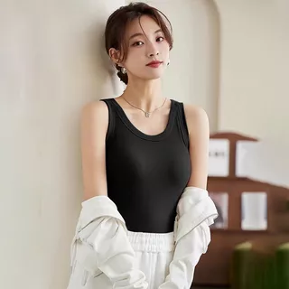 เสื้อกล้ามมีบราในตัว เสื้อกล้ามลำลอง สีเบสิก สีพื้นเปิดไหล่ สำหรับสตรี นุ่มและใส่สบาย มีสีให้เลือก15 สี ใส่ได้หลายแนว