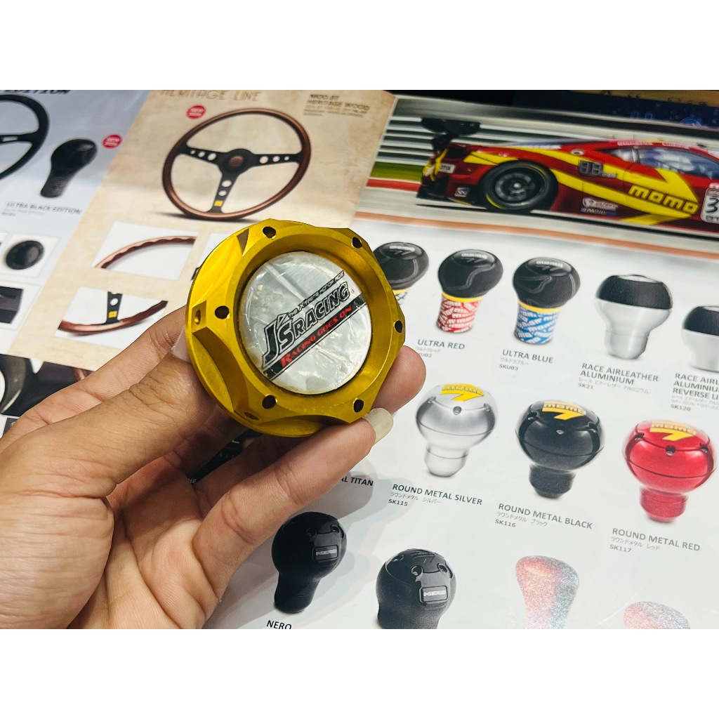 ฝาน้ำมันเครื่อง Js Racing Engine Oil Cap Oil Filler Cap ตรงรุ่น Honda Nissan โลโก้เก่า ฝาน้ำมัน อลูม