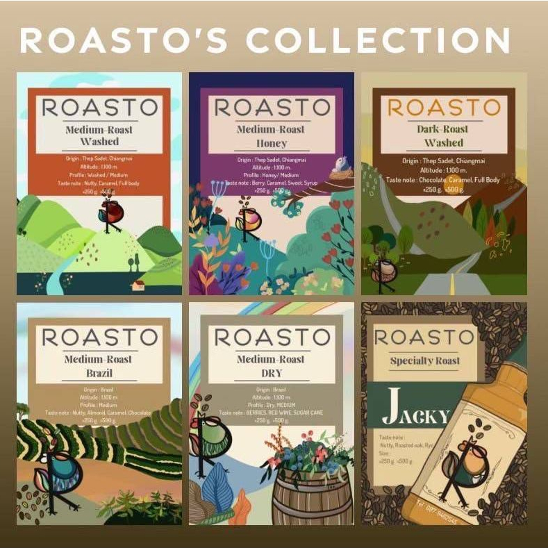 กาแฟคั่ว ROASTO Medium-Roast กาแฟโรสโต คั่วกลาง  กาแฟเทพเสด็จ คั่วใหม่ก่อนส่ง รับประกันอร่อยทุกคัพ