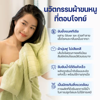 ErgoLab ผ้าขนหนูไม้ไผ่ M (50x76 cm) ผสมซิลเวอร์ไอออน – นุ่มพิเศษ ต้านแบคทีเรีย ซับน้ำดี แห้งไว ซักเครื่อง อ่อนโยนต่อผิว